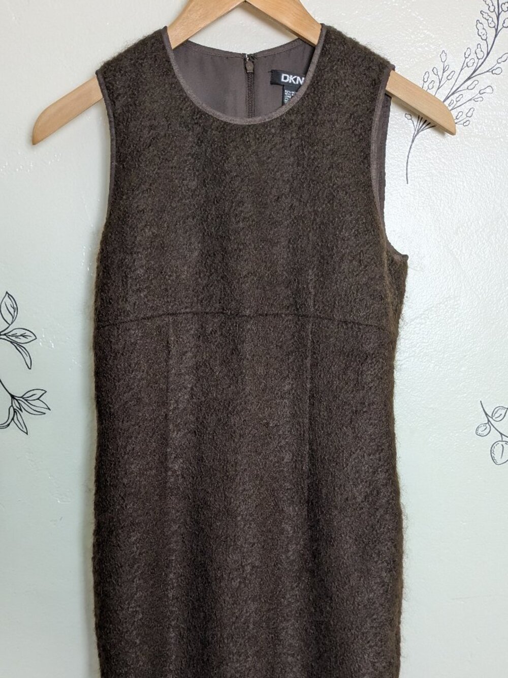 DKNY Size 2 Vintage Rich Brown Mohair Wool Dress